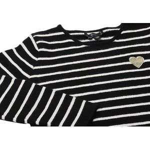 faina Dames gestreepte gebreide trui met diagonale knoop op de schouder zwart maat XS/S, zwart, XL