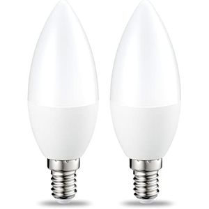 Amazon Basics LED E14 kleine Edison schroef kaars gloeilamp, 6 W (gelijk aan 40 W), warm wit, dimbaar - Pack van 2 stuks