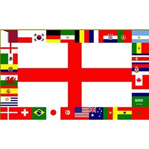 SHATCHI 5x3FT (150x90Cm) Engeland St George Vlag 2022 Qatar FIFA World Cup 32 Landen Nationale Vlaggen Stof Alles in één Voetbal Voetbal Sport Pub Bar Tuin Decoratie