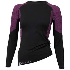 STARK SOUL Seamless Ski ondergoed voor dames, outdoor ondergoed (S/M hemd zwart/roze), zwart/roze, S/M