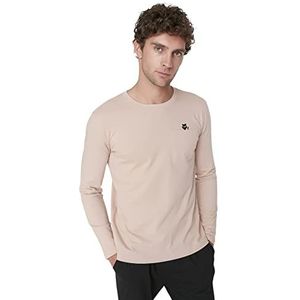 Trendyol Dames Man Plain Knit Pyjama Top Set, Beige, S