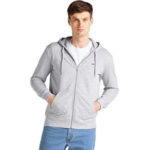 Lee Mens Basic Zip Through Hoodie Hooded Sweatshirt, Grey MELE, 4XL
