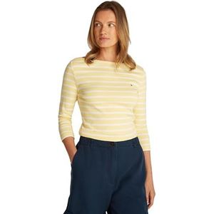 Tommy Hilfiger S/S gebreide tops voor dames, Geel (Citronella/Ecru Stp), XXS