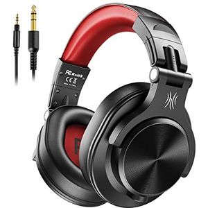OneOdio Hoofdtelefoon over-ear, DJ-hoofdtelefoon met kabel, professioneel gesloten studio, hifi-hoofdtelefoon met Share Port voor e-drum, piano, gitaar, AMP opname-monitoring - Rood
