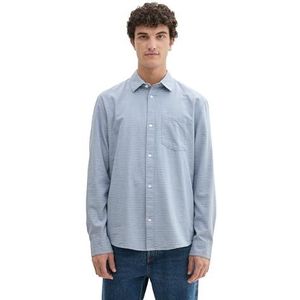 TOM TAILOR Denim heren overhemd, 36069 - Lichtblauwe stippen structuur, L