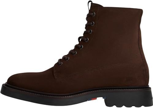 TOMMY HILFIGER - Enkellaarsjes - Donkerbruin - Leer - Profielzolen