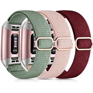 Epova set van 3 nylonbandjes compatibel met Fitbit Charge 4/Fitbit Charge 3 voor dames en heren, verstelbaar elastisch sportbandje, zachte nylon polsband voor Charge 4/Charge 3