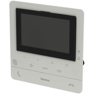 Bticino 344682 SLIMME BINNENMONITOR WIFI-VIDEO-INTERCOM, 2-draads, extra 5-kleurendisplay, touchscreen, met luidspreker, intercom, stekkeraansluiting, gespreksbeantwoording en app-opener, wit
