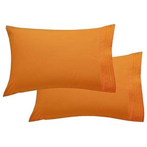 Elegant Comfort Luxe ultrazachte 2-delige kussensloopset, dubbel geborsteld microvezel van 1500 premium hotelkwaliteit, kreukbestendig, kingsize formaat, levendig oranje