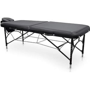 QUIRUMED Easy Force Massagestoel, inklapbaar, van aluminium, zwart, massagetafel, kunstleer, hoge dichtheid, in hoogte verstelbaar, licht, tot 210 kg