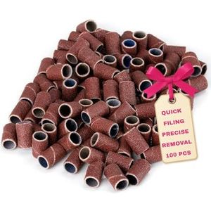 LALILL 100 stuks schuurdoppen korrel 120 - schuurhulzen schuurbanden boor zanding abrasieve caps - voetverzorging bands mandrell nagelfrees - opzetstuk voor manicure, pedicure, nagelkunst,