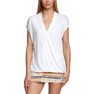ESPRIT Dames T-Shirt in wikkel optiek, wit (white), XS