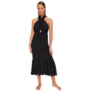 Trendyol Dames Basic getailleerde geweven jurk, zwart, 34, Zwart, 60