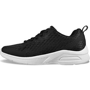 Skechers Microspec Max Sneaker voor jongens, Zwart Textiel Zwart Wit Trim, 6 UK