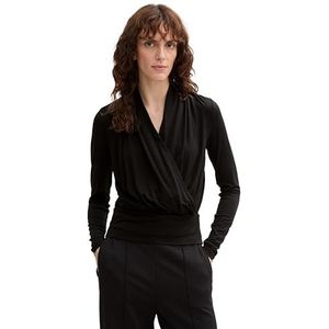 TOM TAILOR T-shirt met lange mouwen voor dames, 14482 - Deep Black, XXL