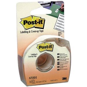 Post-it Afdek- en etiketteringstape 6-regels breedte Wit 25,4 mm x 17,7 m 1 Rol/Dispenser 1 Dispenser/Pack