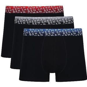 Ben Sherman Boxershorts voor heren in zwart, soft-touch katoenrijke boxershorts met elastische band, comfortabel en ademend ondergoed - multipack van 3 stuks, Zwart, S