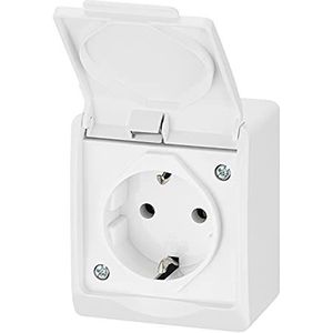 ELEKTRO-PLAST Opbouw, enkelvoudig, enkel stopcontact, IP44 waterdicht, buiten, wit