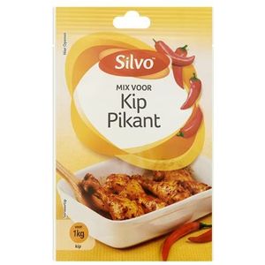 SILVO - Mix voor Kip Pikant 25 g een vertrouwde mix voor kip met de pittige smaak van cayennepepers.