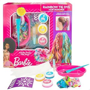 Colorbaby Barbie 48430 Set met regenboogharen, lontkleuren voor meisjes, wasbaar, handschoenen, sjablonen, houder, kwast, haarelastiek en haarelastiek, haarkleuren voor kinderen