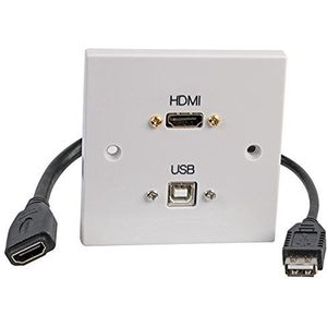 1-bende AV-wandplaat met HDMI & USB-B vrouwelijke connectoren met vliegenkabels