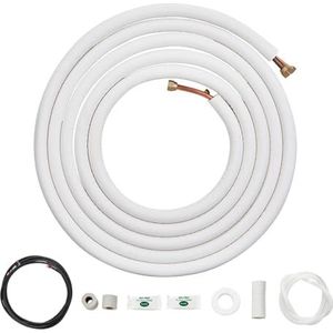 VEVOR 25FT Mini Split Line Set, 6,4 & 12,7 mm O.D Koperen Buizen Buizen en Drielaagse Isolatie, voor Airconditioning of Verwarming Pomp Apparatuur & HVAC met Rijke Accessoires (8,2 m Aansluitkabel)