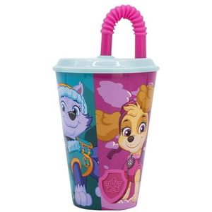 Stor Herbruikbare kinderbeker met deksel en rietje, 430 ml, Paw Patrol Girl
