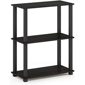 Furinno 3-laags compact multifunctioneel rek met vierkante buis, hout, espresso/zwart, 28,96 x 59,94 x 75,18 cm