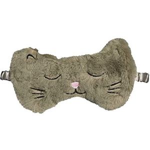 Draeger Nachtmasker, kattengrijs, ultra zacht, gewicht veer, 100% polyester, slaapmasker van kunstbont