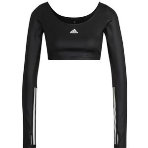 adidas HG5975 W HYGLM CRO LS Sweatshirt Dames zwart/wit Maat S
