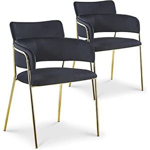 Menzzo Ginko gestoffeerde stoelen, velours, zwart, L 49,5 x D 52 x H 75,5 cm