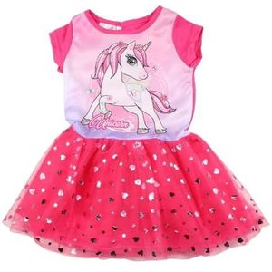Disney - Meisjesjurk met print eenhoorn vallei fuchsia, Fuchsia, 8 jaar