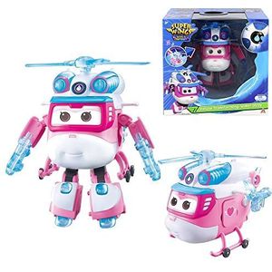 Super Wings Dizzy Deluxe Transforming, 2 modi, robot, vervorming, vliegtuig, actiefiguren, anime-speelgoed voor jongens en meisjes van 3 jaar oud, met lichten en geluiden, 15 cm
