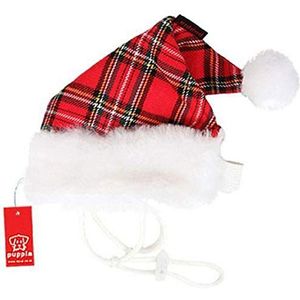 Puppia Santa Claus Hat, groot, geruit rood