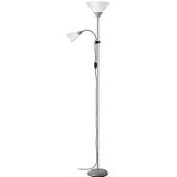 BRILLIANT lamp Spari uplighter leesarm zilver/wit | 1x A60, E27, 60W, geschikt voor standaardlampen (niet inbegrepen) | Schaal A ++ tot E | Met snoerschakelaar