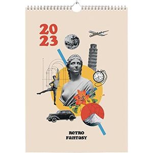 A3 Kalender 2023 Retro Fantasy - Wandkalender 12 maanden - Familiekalender - 29,7x42 cm