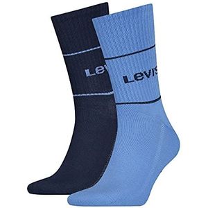 Levi's Logo Sport Short Cut Socks 2 Pack korte sokken unisex volwassenen, Blauwe combo, 39 Regular