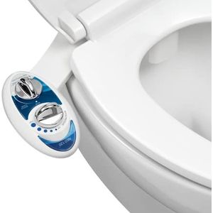 Luxe bidet Neo 120 mechanisch bidet met wc-aansluiting, zelfreinigend dubbel mondstuk, warm en koud water (blauw en wit)