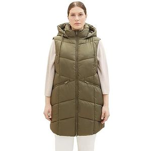 TOM TAILOR Longstyle gewatteerd vest voor dames, 11848-jungle Soil Green, 46