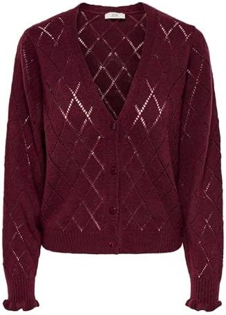 Jdy - Letty L/S V-hals Struc Cardi - Maroon - Gebreide Jas