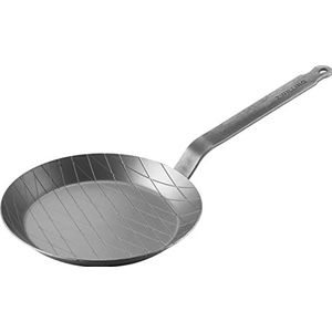 ZWILLING FORGE ijzeren pan, Robuuste ijzeren pan voor speciale braadsmaken, Koekenpan met stevige ijzeren voet met ruitpatroon, Ø28cm, Zilver