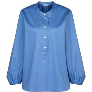 Seidensticker Damesblouse met opstaande kraag, modieuze blouse, regular fit, opstaande kraag, lange mouwen, 100% katoen, lichtblauw, 42