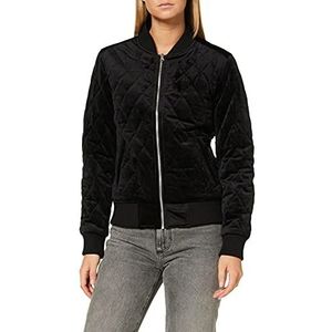 Urban Classics Dames Diamond Quilt Velvet Jacket jas voor dames, zwart (Black 00007), XS