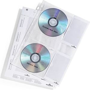 Durable 522219 CD/DVD hoezen voor 4 CD's/DVD's, PP, 5 stuks, transparant