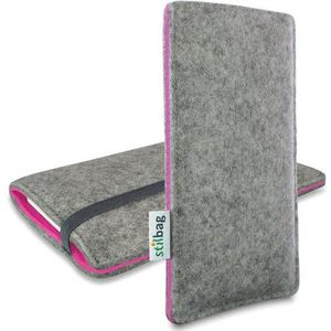 Stilbag Vilten tas 'FINN' voor Samsung Galaxy S6 - Kleur: lichtgrijs/roze