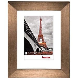 Hama Kunststof fotolijst""Paris"" (lijst 15 cm x 20 cm, rand 20 mm x 15 mm, voor foto's van het formaat 10 cm x 15 cm, spiegelglas, polystyreen (PS), met haken en voet) koper