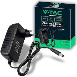 V-TAC Voeding 12 V 42 W 3,5 A voor camera's, ledstrips, modem, 12 volt plug & play met stekker voor beeldschermen en elektronische apparaten - ingang AC 100-240 V - 50/60 Hz