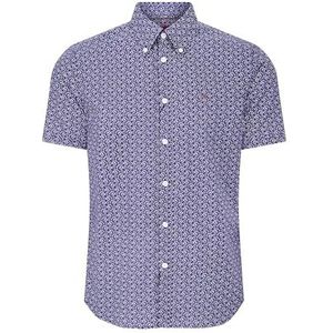 Ogden Heren Retro Print Shirt in Oker, Medium, Marine., M