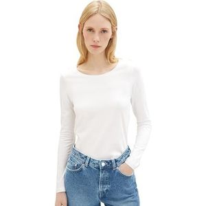 TOM TAILOR T-shirt met lange mouwen voor dames, 10315 - Whisper White, XL