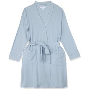 Amazon Essentials Lichtgewicht gewafelde halflange badjas voor dames (verkrijgbaar in grote maten), Dusty Blauw, XS